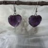 amethyst earrings purple crystal heart shaped jewellery polished quartz