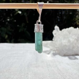 green tourmaline necklace set in 925 silver natural gemstone pendant online crystal shop anahata aotearoa