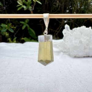 lemon quartz pendant set in silver plate crystal necklace manipura solar plexus chakra crystals for sale on line Aotearoa