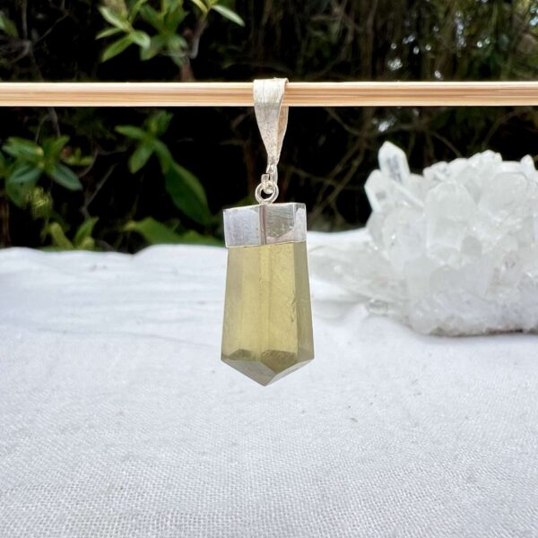 lemon quartz pendant set in silver plate crystal necklace manipura solar plexus chakra crystals for sale on line Aotearoa