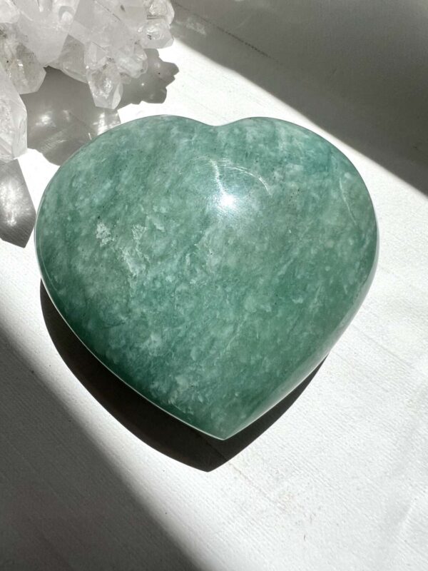 amazonite heart green crystal carved stone heart mindfulness yoga meditation peace crystal