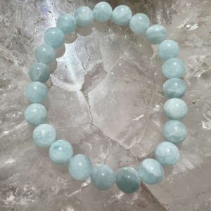 aquamarine bracelet 8 mm beads crystal semi-precious stone jewellery