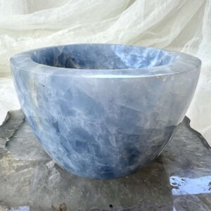 blue calcite bowl carved and polished home decor natural blue crystal work of art