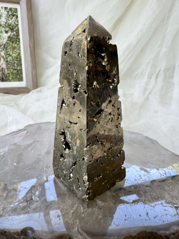 iron pyrite obelisk iron sulphide natural mineral cut and polished home decor