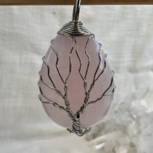 rose quartz pendant crystal necklace tree of life ancient talisman