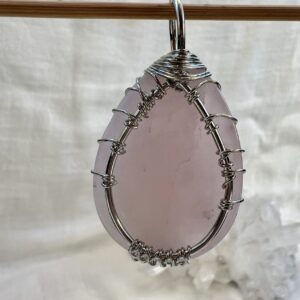 Alternative view of Rose quartz tree of life pendant
