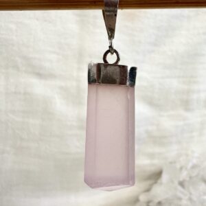 rose quartz pendant pink crystal necklace natural rose quartz jewellery silver setting