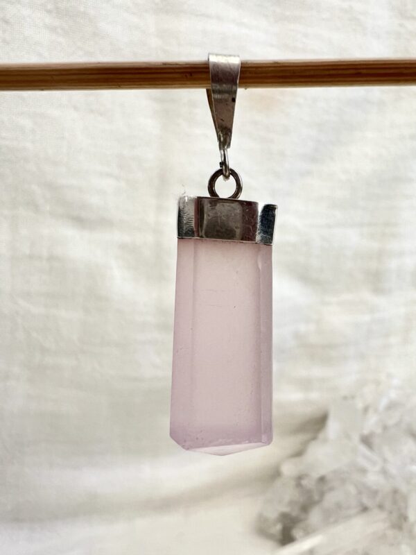 rose quartz pendant pink crystal necklace natural rose quartz jewellery silver setting