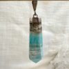 caribbean calcite pendant necklace crystal jewellery set in silver blue aragonite brown calcite