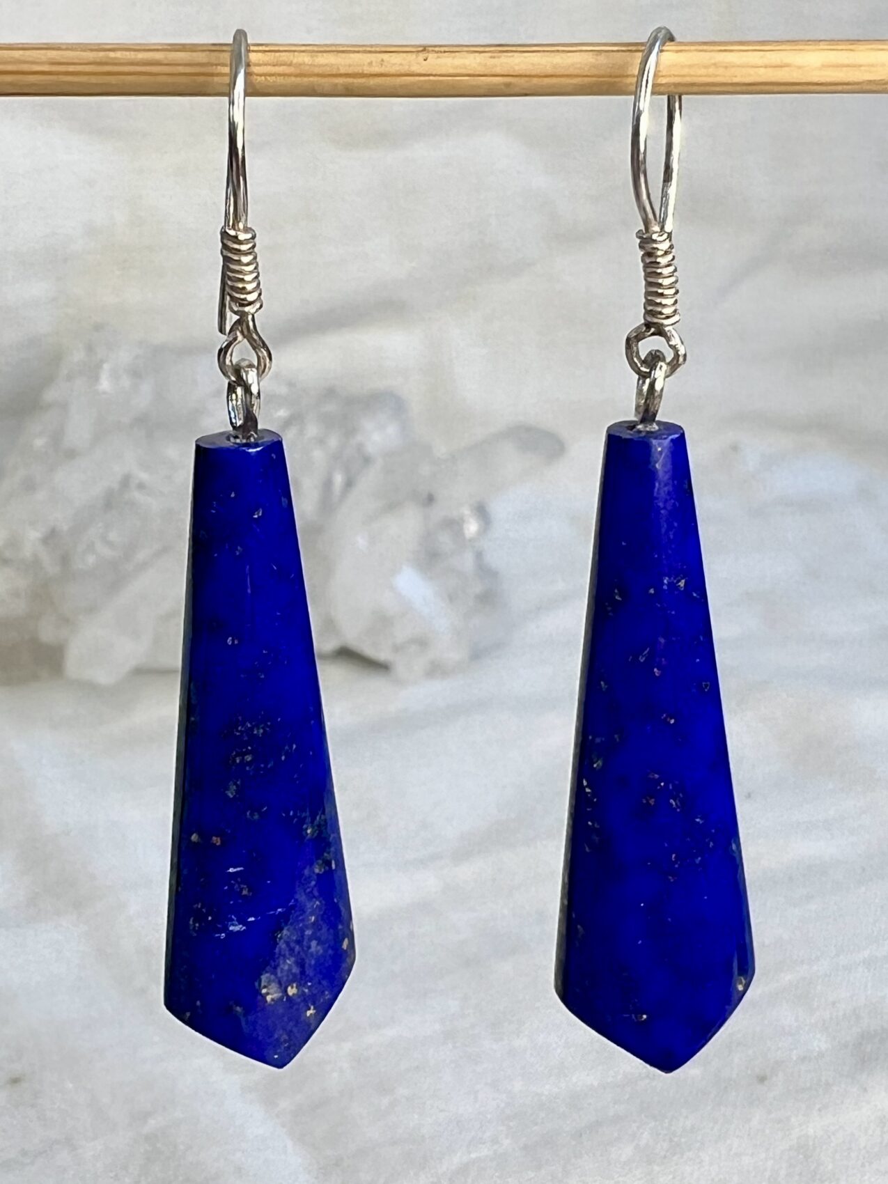 hand made lapis lazuli earrings crystal earring dark blue natural stone