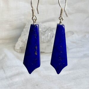 hand made lapis lazuli earrings crystal earring dark blue natural stone