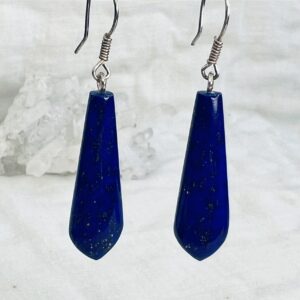 hand made lapis lazuli earrings crystal earring dark blue natural stone