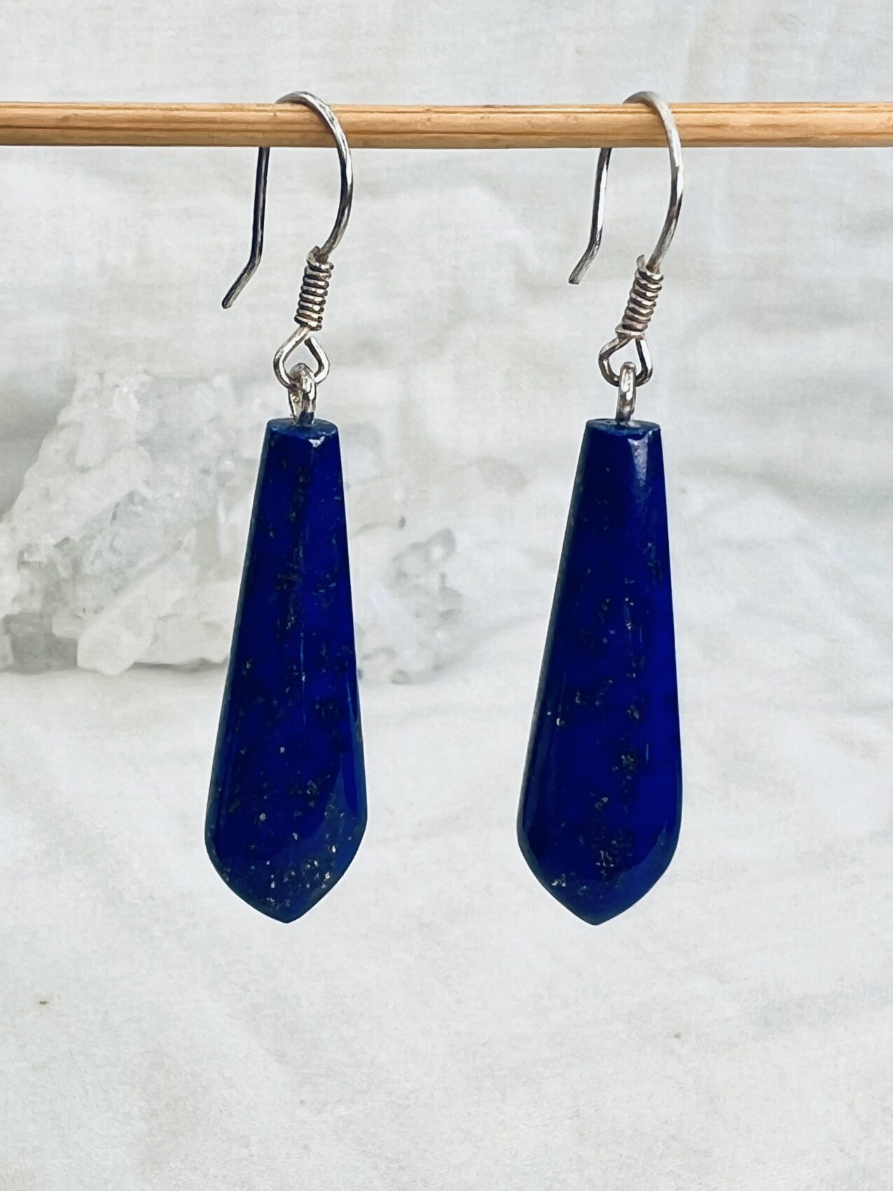 hand made lapis lazuli earrings crystal earring dark blue natural stone