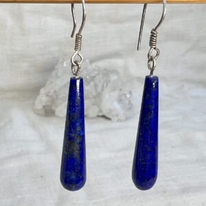 hand made lapis lazuli earrings crystal earring dark blue natural stone