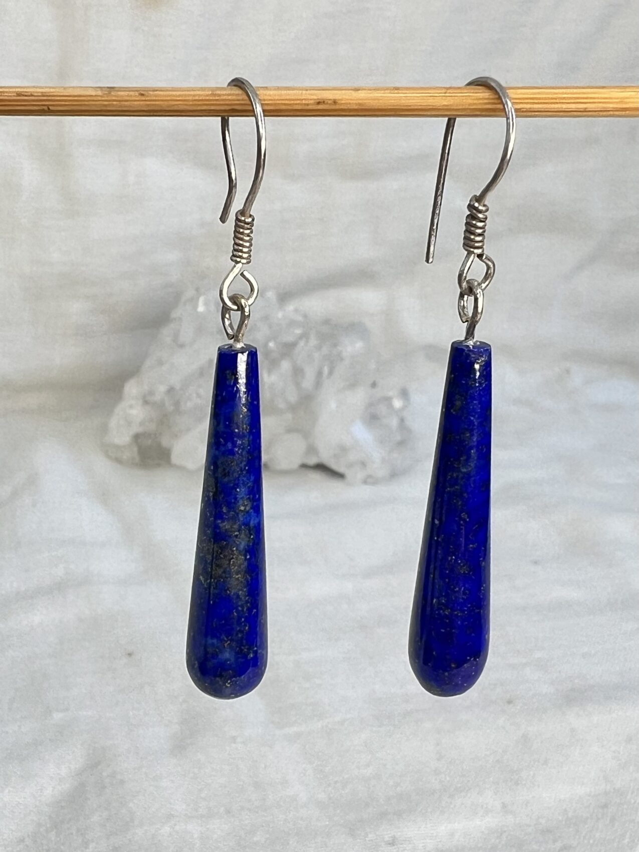 hand made lapis lazuli earrings crystal earring dark blue natural stone