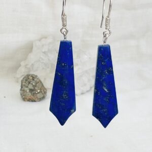 hand made lapis lazuli earrings crystal earring dark blue natural stone