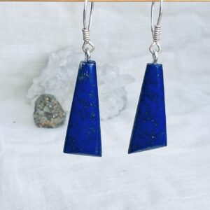 hand made lapis lazuli earrings crystal earring dark blue natural stone