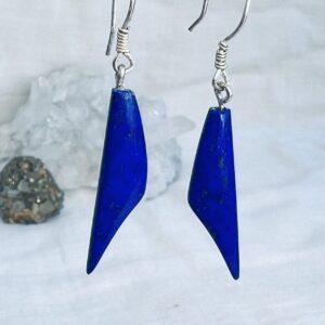 hand made lapis lazuli earrings crystal earring dark blue natural stone