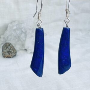 hand made lapis lazuli earrings crystal earring dark blue natural stone