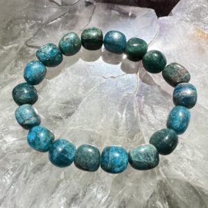blue apatite bead bracelet crystal jewellery natural mineral jewellery ajna third eye