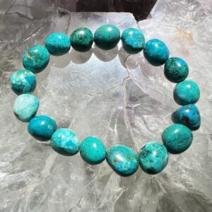 tumble polished chrysocolla bead bracelet natural crystal jewellery
