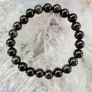 golden sheen obsidian bead bracelet natural crystal jewellery root chakra muladhara