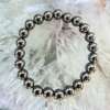 hematite bead bracelet 8 mm round beads shiny metallic crystal Fe2O3
