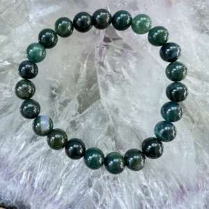 moss agate bead bracelet natural crystal jewellery green agate beads SiO2