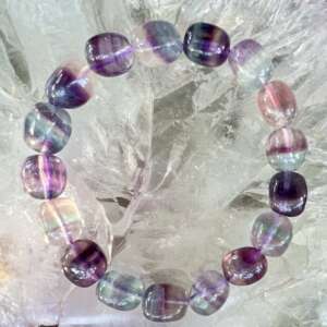 tumblestone polished bead bracelet fluorite crystal jewellery natural gems CaF2 green gem purple gem clear gem