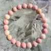 pink rhodonite bracelet 8mm bead jewellery natural crystal heart chakra anahata MnSiO3 manganese silicate