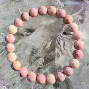 pink rhodonite bracelet 8mm bead jewellery natural crystal heart chakra anahata MnSiO3 manganese silicate