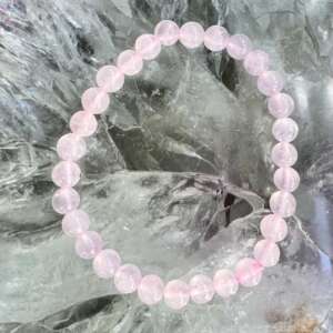 rose quartz bracelet clear pink crystal natural jewellery heart chakra anahata SiO2
