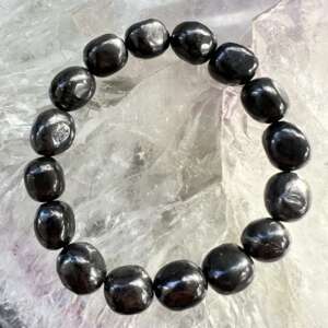 shungite bracelet natural cut carbon shungite beads crystal jewellery muladhara root chakra protection gems C60