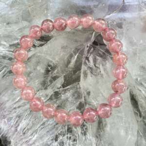 strawberry quartz bracelet crystal bead jewellery natural crystal gems SiO2Fe2O3