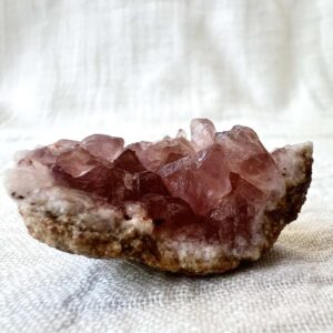 pink amethyst cluster natural crystal half geode small specimen unique SiO2 with hematite