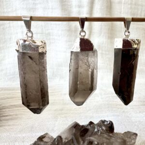 smokey quartz necklace pendant crystal jewellery root chakra muladhara natural smokey quartz points