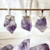 amethyst point pendant natural purple crystal jewellery amethyst necklace ajna third eye chakra sahasrara crown chakra SiO2 crystal shop New Zealand