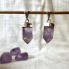 silver plated amethyst pendant natural purple crystal jewellery amethyst necklace ajna third eye chakra sahasrara crown chakra SiO2