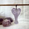 amethyst angel pendant necklace natural purple quartz crystal jewellery SiO2 with manganese sahasrara crown chakra ajna third eye chakra New Zealand crystal shop