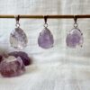 amethyst drop pendant silver plate natural purple crystal jewellery amethyst necklace ajna third eye chakra sahasrara crown chakra SiO2 crystal shop New Zealand