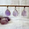 amethyst drop pendant natural purple crystal jewellery amethyst necklace ajna third eye chakra sahasrara crown chakra SiO2 crystal shop New Zealand
