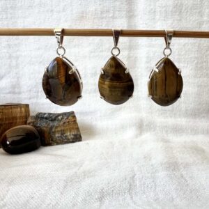 golden tiger eye pendant set in silver plate natural polished crystal crystal shop new zealand