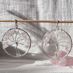 rose quartz tree of life pendant crystal necklace heart chakra anahata unconditional love crystal shop new zealand