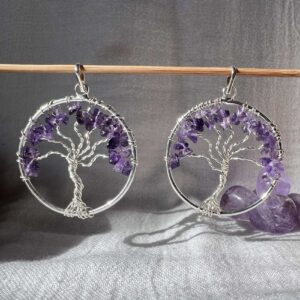 amethyst tree of life pendant crystal necklace crystal shop new zealand