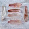 pink lemurian crystal quartz point natural hematite rich crystal SiO2