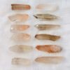 pink lemurian crystal quartz point natural hematite rich crystal SiO2