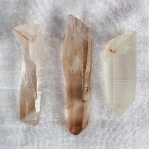 pink lemurian crystal quartz point natural hematite rich crystal SiO2