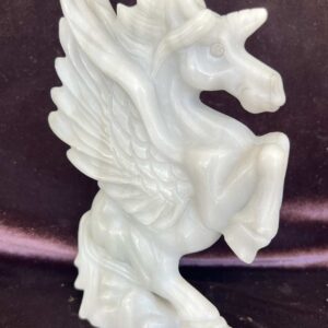 winged jade unicorn grey jade nephrite animal carving Chinese jade pegasus magic purity flight alicorn pegacorn unipeg mythical creatures