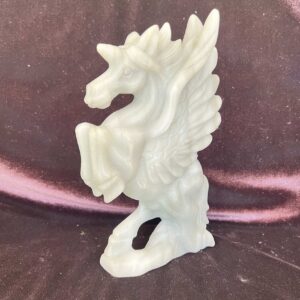 winged jade unicorn grey jade nephrite animal carving Chinese jade pegasus magic purity flight alicorn pegacorn unipeg mythical creatures
