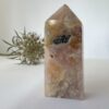 natural flower agate four sided tower agate point pink agate crystal shop crystal healing NZ energy cleansing crystals chakra crystals NZ meditation stones spiritual gifts NZ aotearoa